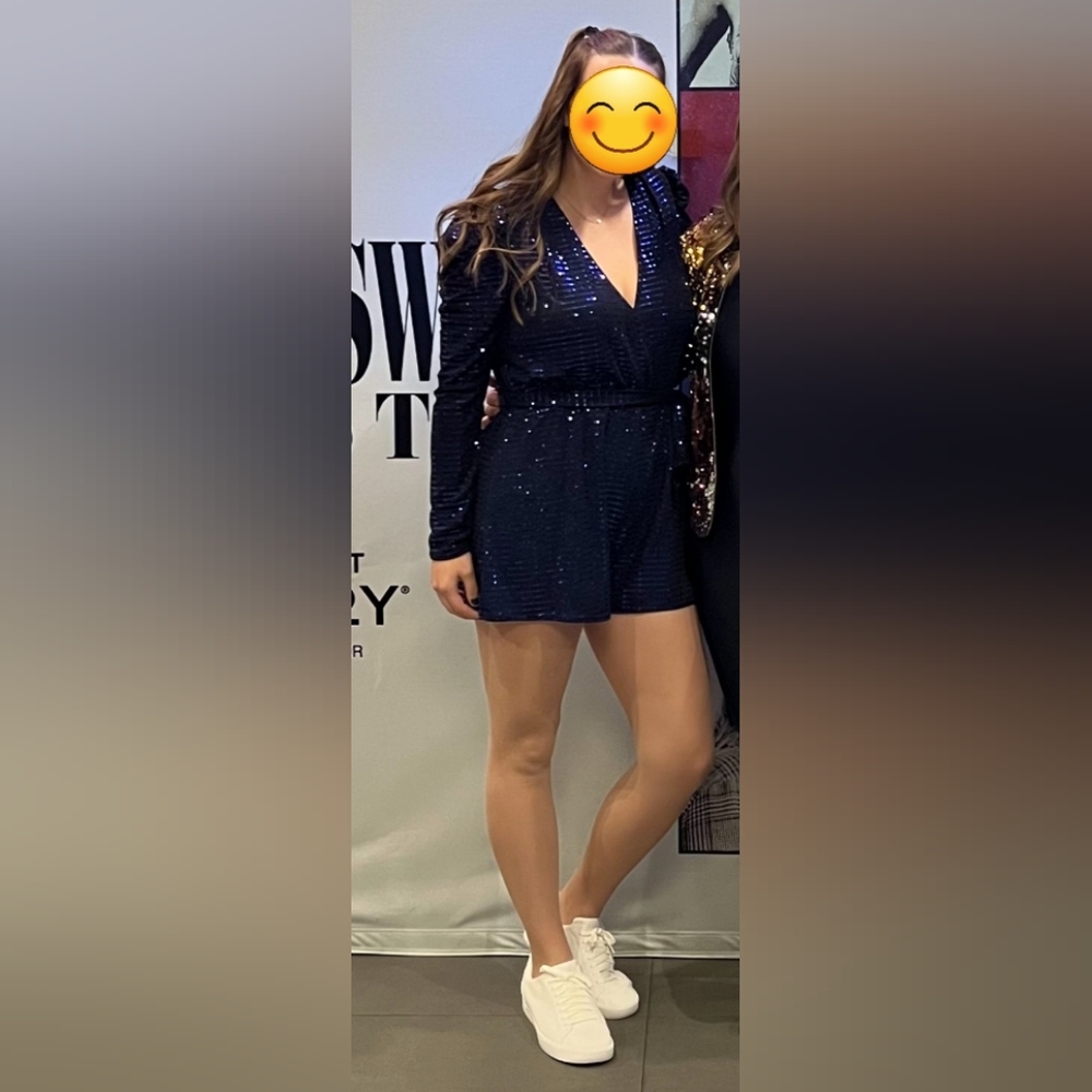 Lulus Bettie Royal Blue Metallic Long Sleeve Romper - Picture 3 of 9